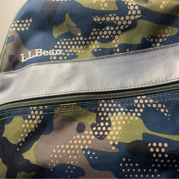 LL Bean Backpack Green Camo 4 Sections Waist Buckle Good Condition - Picture 4 of 10